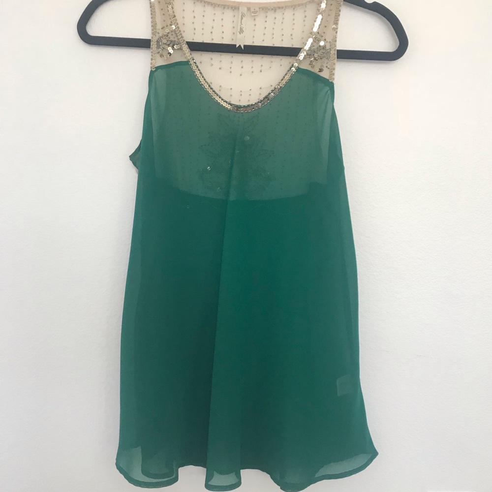 Sheer Sequin Embellished Cami Top S